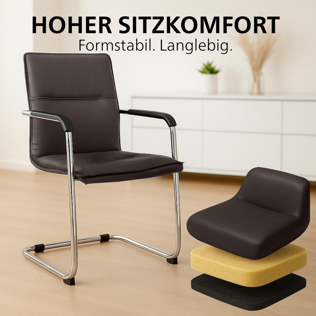 SCHWINGSTUHL 2er Set Lederlook Braun - Braun, Textil/Metall (57/92/59cm) - CLP