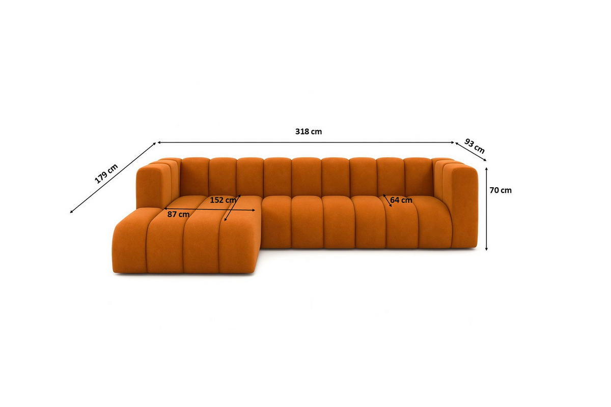 ECKSOFA L-Form GRAND 318 cm, Stoff Salvador, Braun, Links - Braun, Holz (318/179cm) - Kaiser Möbel