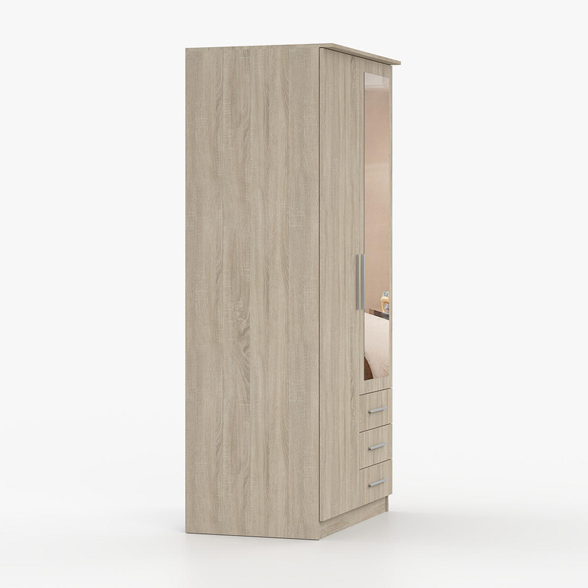DREHTÜRENSCHRANK 100/207/57/61 cm Szantal 2D Sonoma/Sonoma - Alufarben/Sonoma Eiche, Glas/Holzwerkstoff (100/210/59cm) - imoebel24