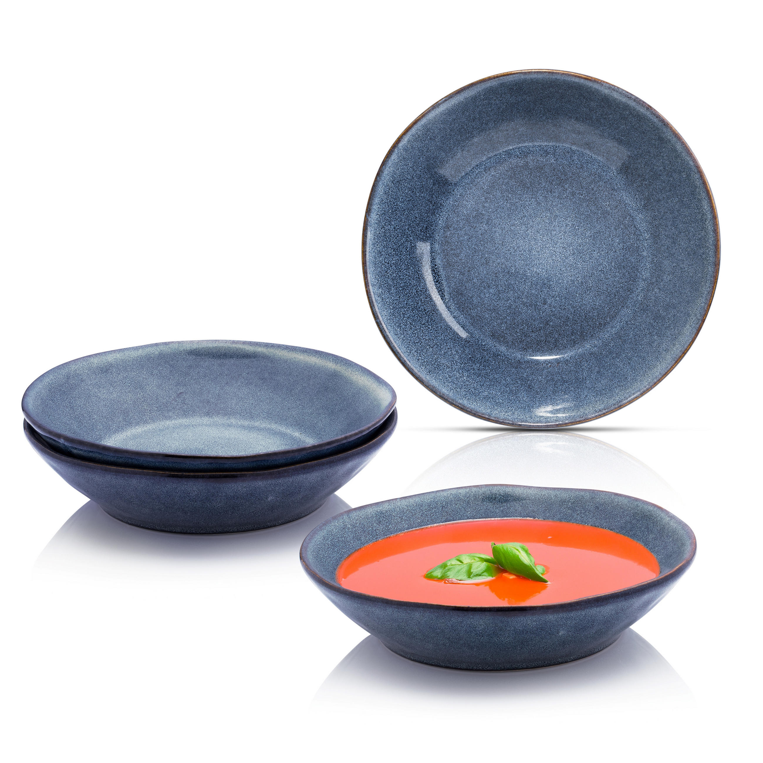 SUPPENTELLER SET DARWIN - 4 teilig aus Steingut - Blau, Stein (19.5cm) - Sänger