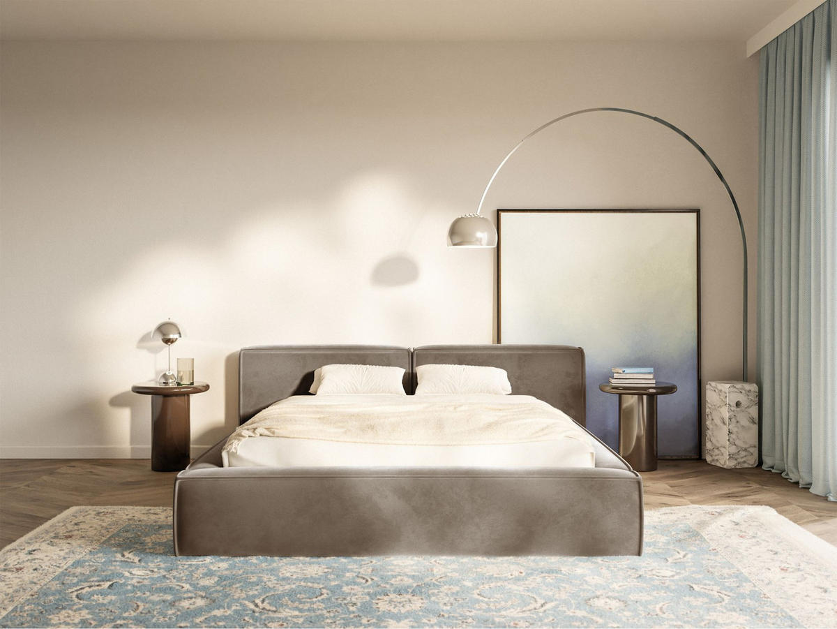 POLSTERBETT Tilves Low Hellbraun 200x200 cm - Hellbraun/Schwarz, Kunststoff/Textil (200/200cm) - Selsey