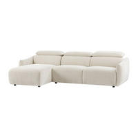 ECKSOFA links - Stoff - Beigefarbenes Chenille - TAZIZA - Beige, Textil (286/166cm) - Vente-Unique