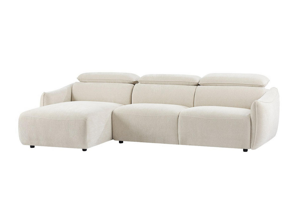 ECKSOFA links - Stoff - Beigefarbenes Chenille - TAZIZA - Beige, Textil (286/166cm) - Vente-Unique