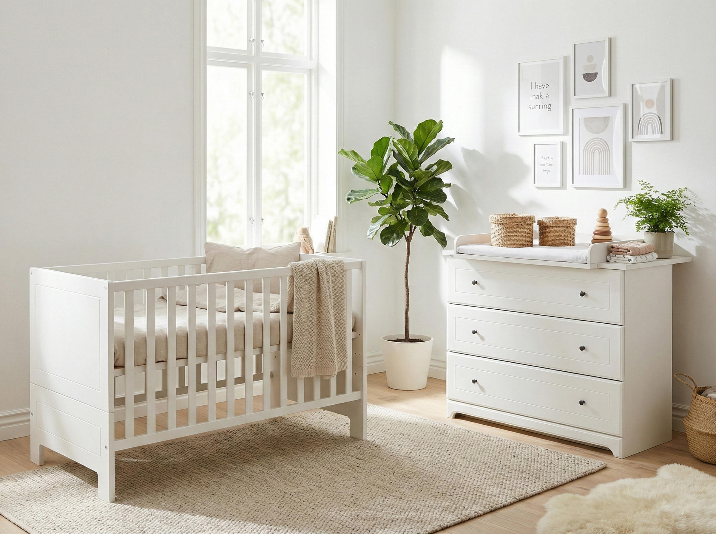 BABYZIMMER SET Thilo 2-tlg. Wickelkommode Babybett - Schwarz/Weiß, Holzwerkstoff/Metall (1/1/1cm) - arthur berndt