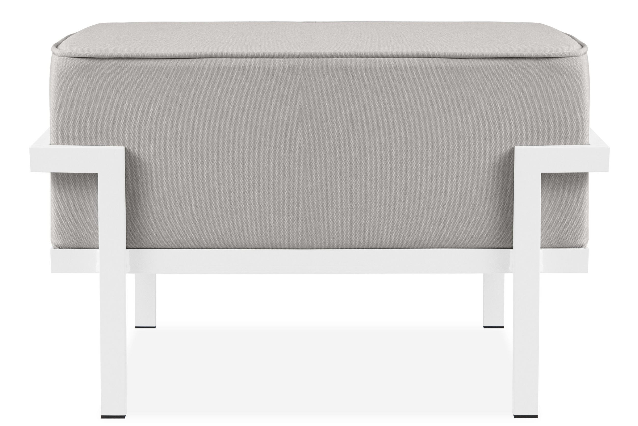 GARTENLOUNGE-HOCKER TRIGLO auf Metallfüßen, Modern, Weiß/Hellgrau - Hellgrau/Weiß, Textil/Metall (69/44/54cm) - KONSIMO®