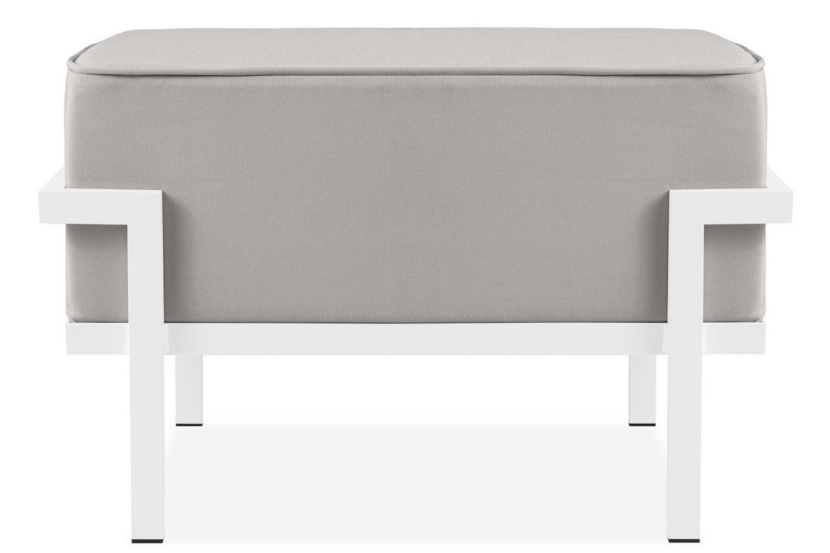 GARTENLOUNGE-HOCKER TRIGLO auf Metallfüßen, Modern, Weiß/Hellgrau - Hellgrau/Weiß, Textil/Metall (69/44/54cm) - KONSIMO®