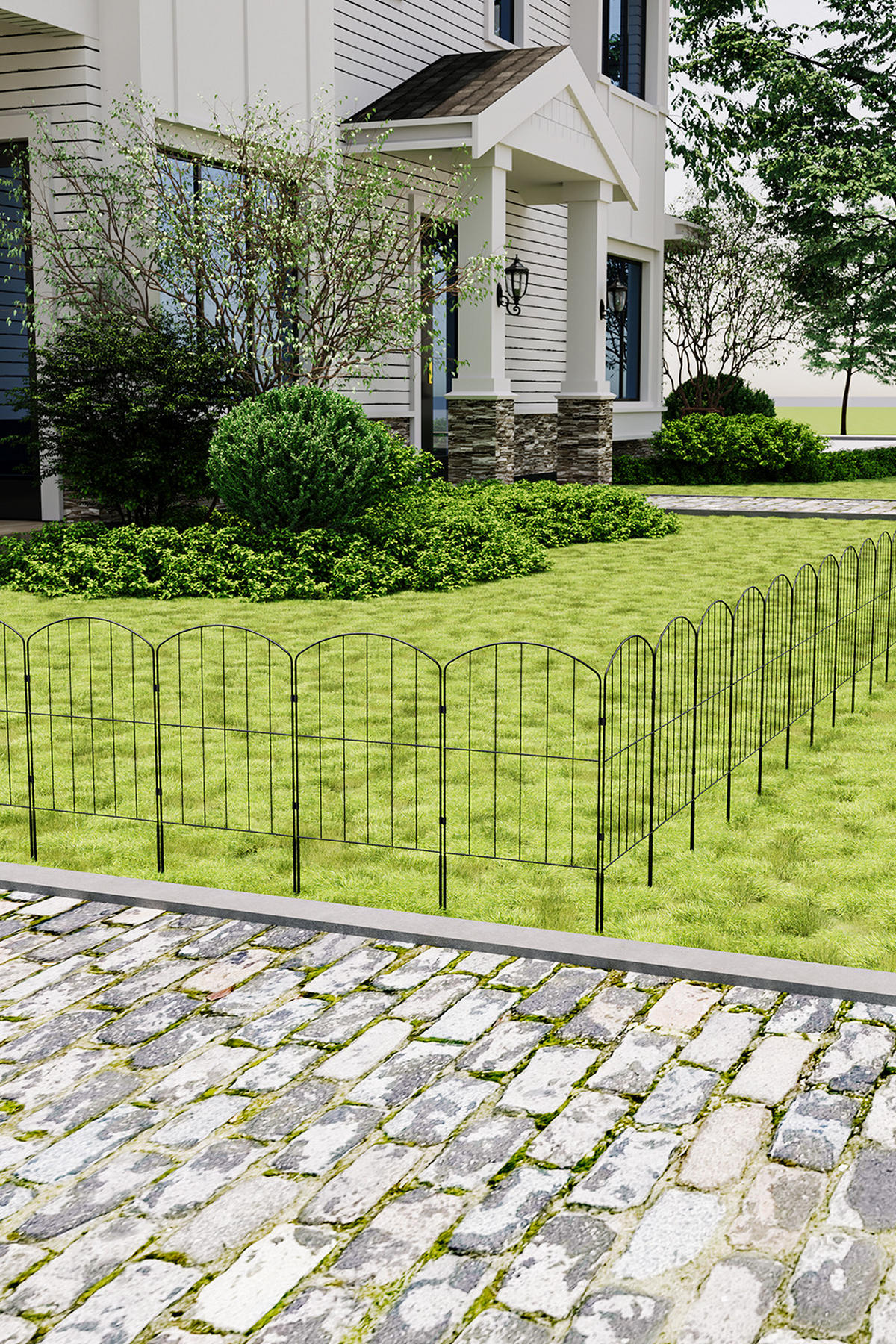 GARTENZAUN 25Stück aus Metall in Schwarz Abnehmbares Design Robuste Metallkonstruktion je Paneel: 31 cm B × 61 cm H - Schwarz, Metall (31cm) - Livingandhome