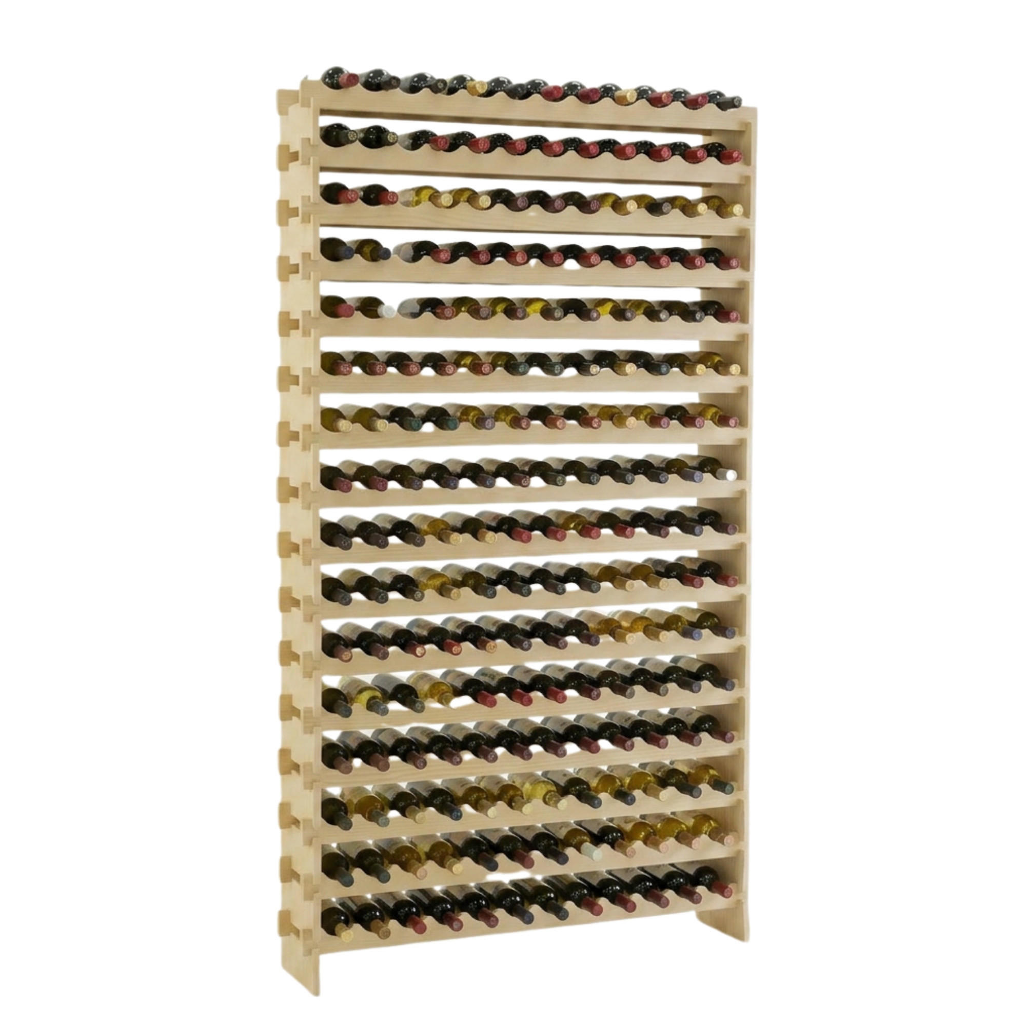 WEINREGAL NAVARRA aus Holz 219x123x28cm 192 Flaschen auf 16 Ebenen Natur unbehandelt - Naturfarben, Holz (123/219/28cm) - PROREGAL