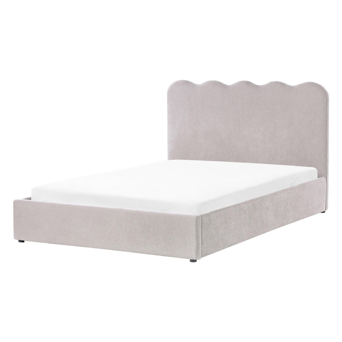 BETT mit Stauraum 140/200 cm Chenillegewebe Taupe Nanterre - Taupe, Textil (140/200cm) - Beliani