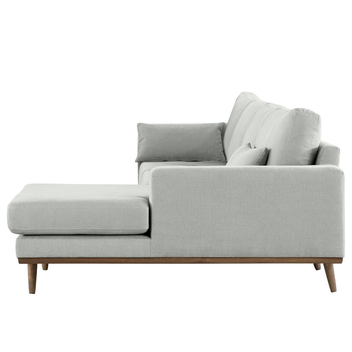 ECKSOFA mit Longchair - Eichefarben/Grau, Naturmaterialien/Eichenholz (281/153cm) - home24