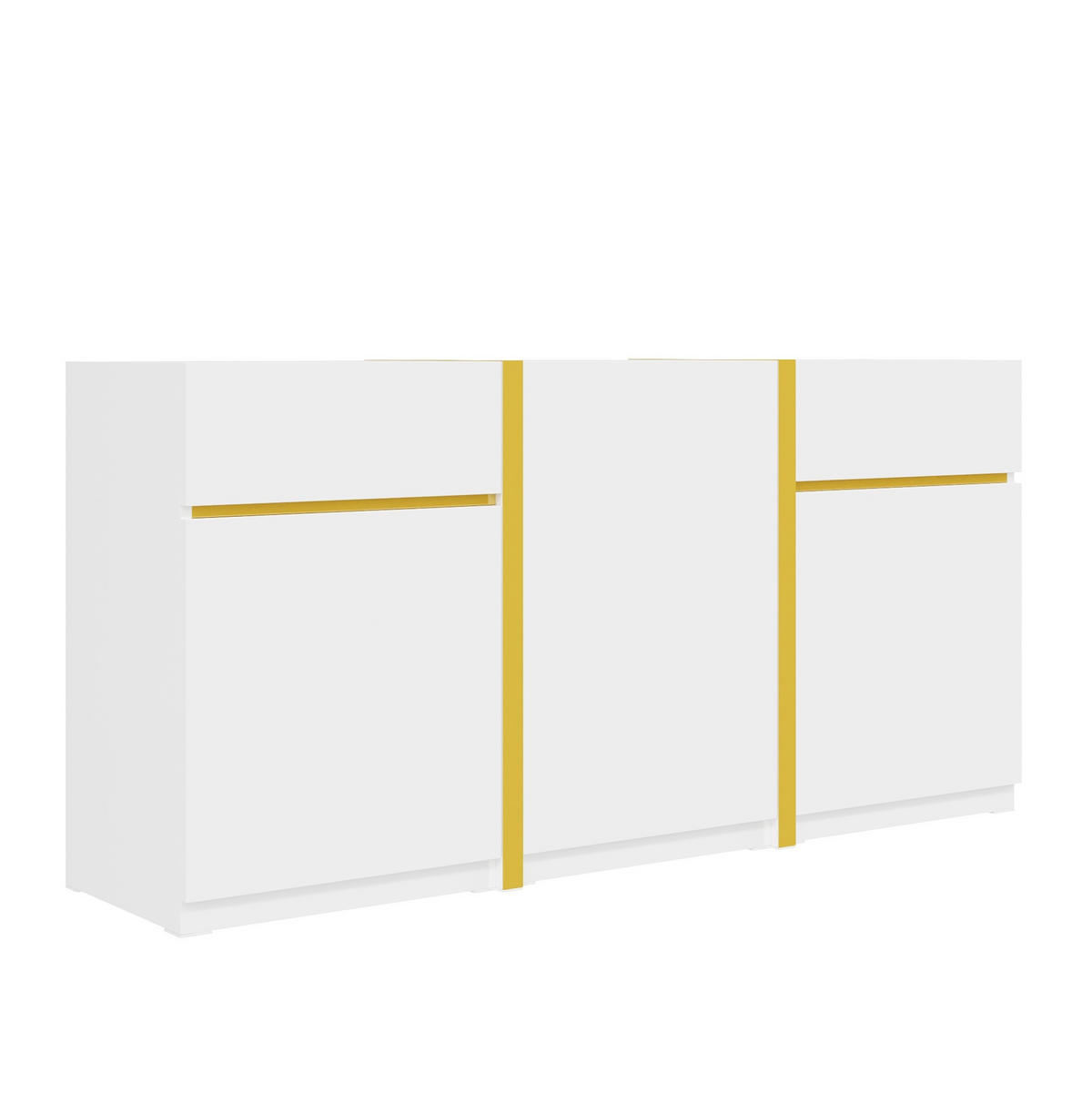 SIDEBOARD 160/40/78 cm in Weiß Hochglanz mit 3 Türen und 2 Schubladen - Weiß, Holzwerkstoff (160/78/40cm) - Flora Grace