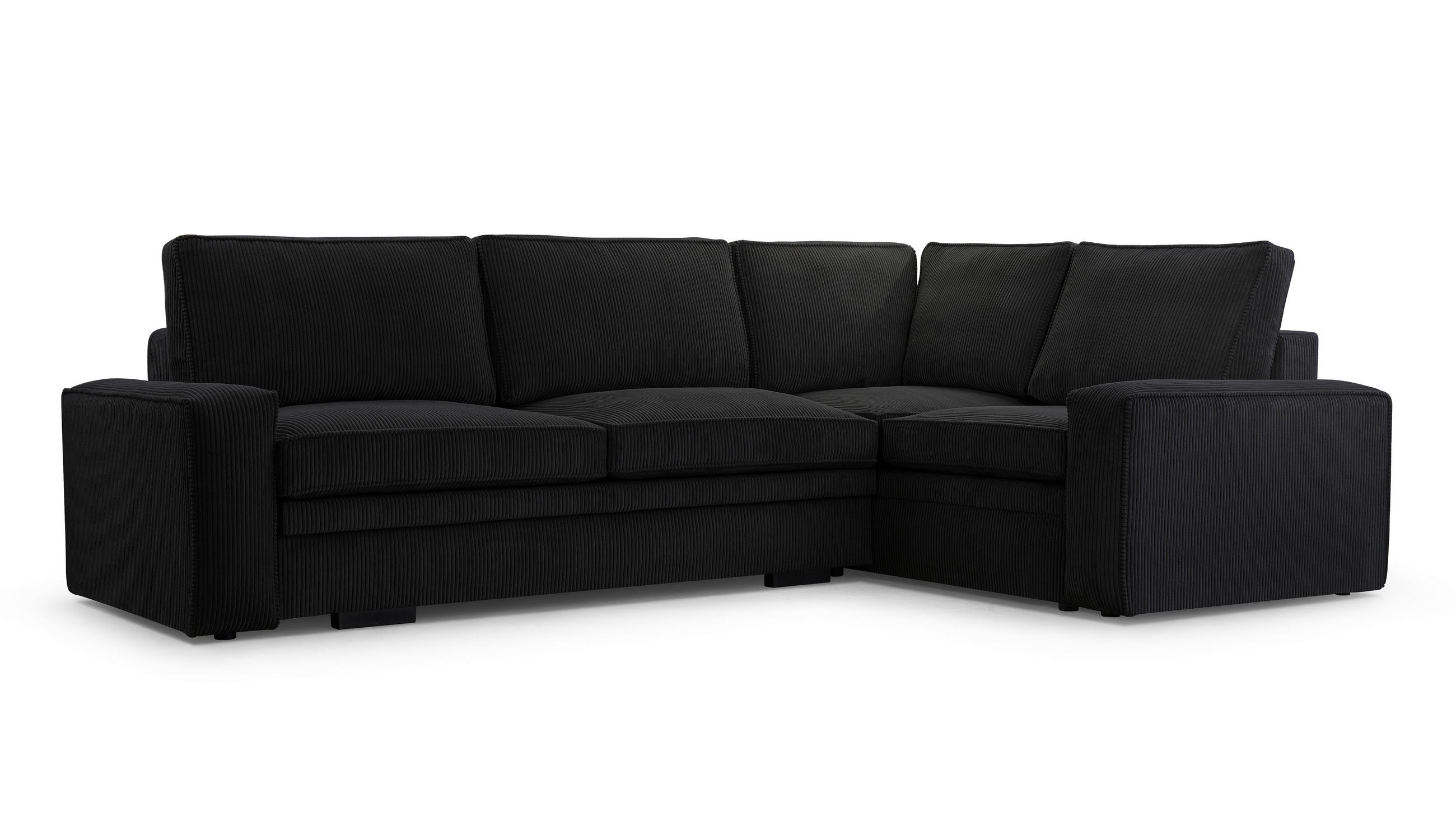 ECKSOFA L Form Treville Schwarz 296/196/94 cm – Rechts, mit Bettkasten und Schlaffunktion - Schwarz, Kunststoff/Textil (296/196cm) - AX Living