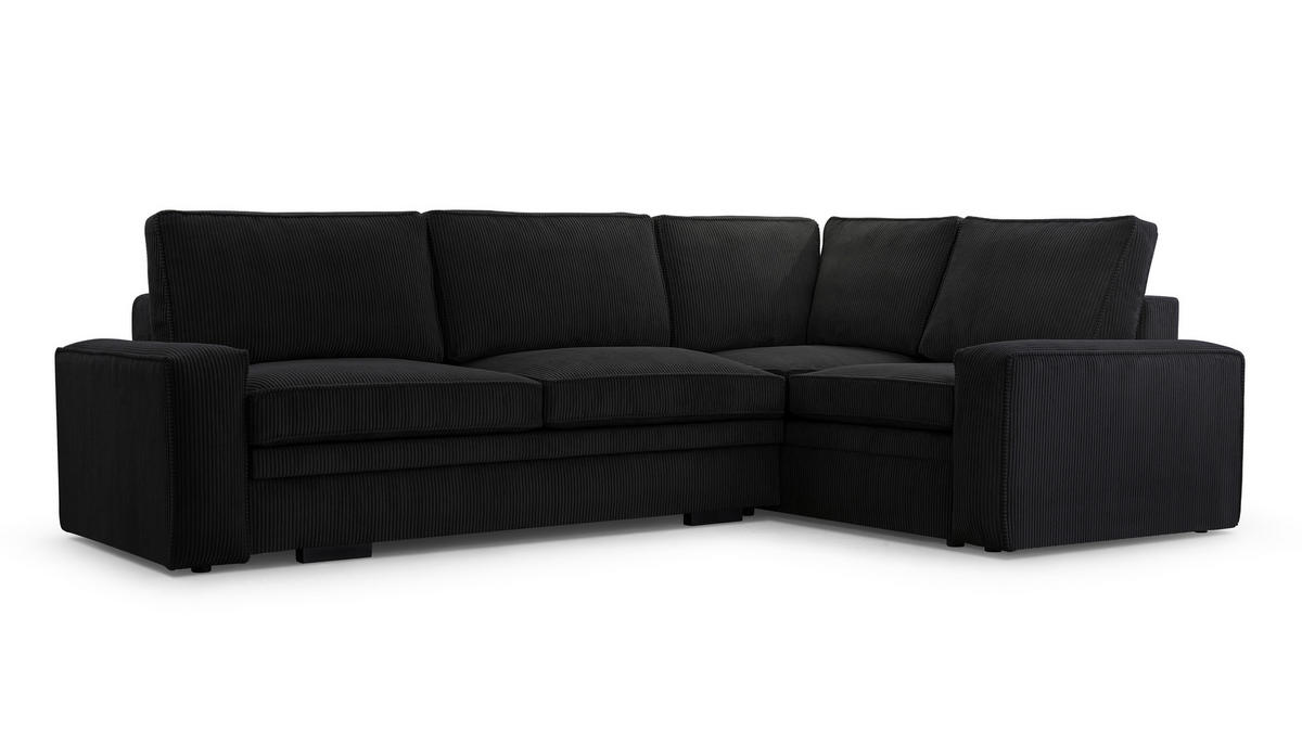 ECKSOFA L Form Treville Schwarz 296/196/94 cm – Rechts, mit Bettkasten und Schlaffunktion - Schwarz, Kunststoff/Textil (296/196cm) - AX Living