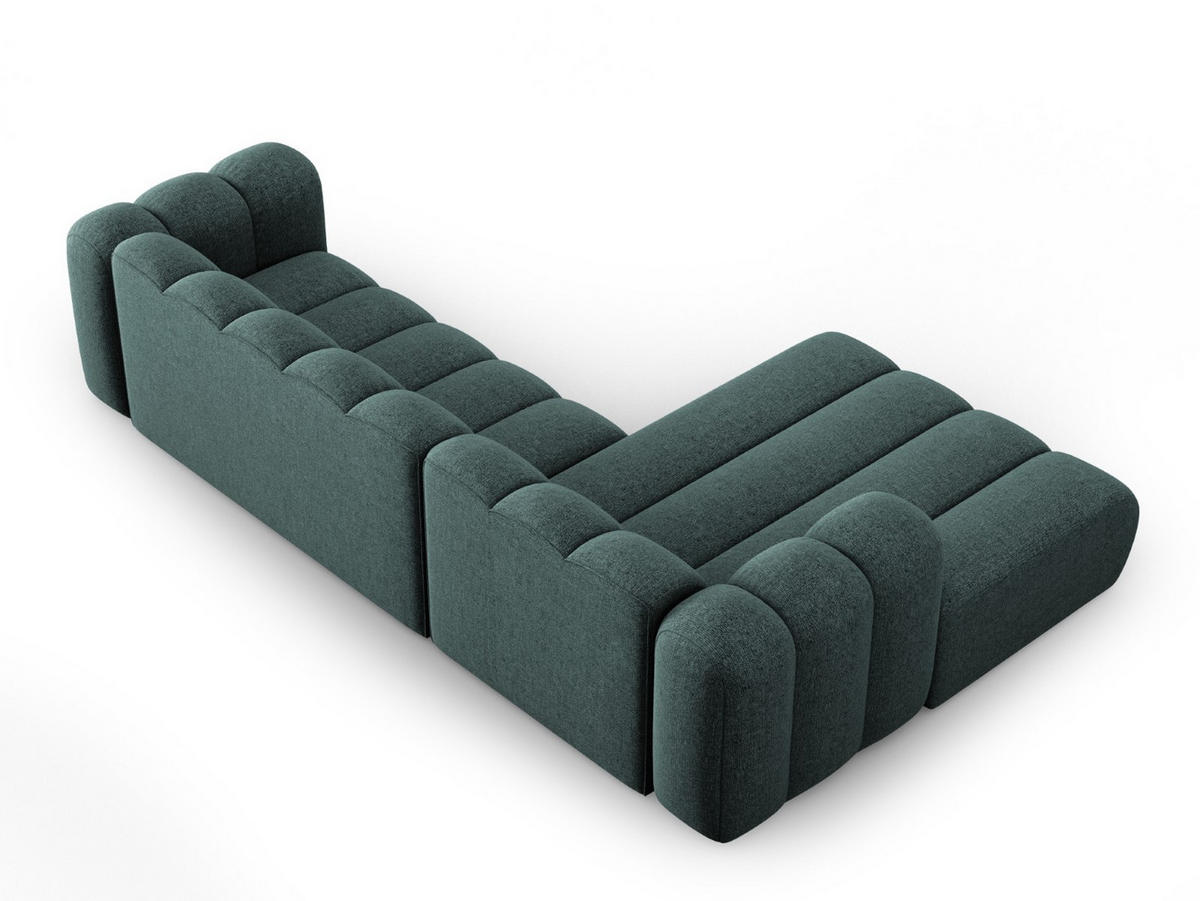 ECKSOFA modular links Lupine aus Chenille-Stoff petrol 4 Sitzplätze - Petrol, Textil (177/290cm) - Micadoni