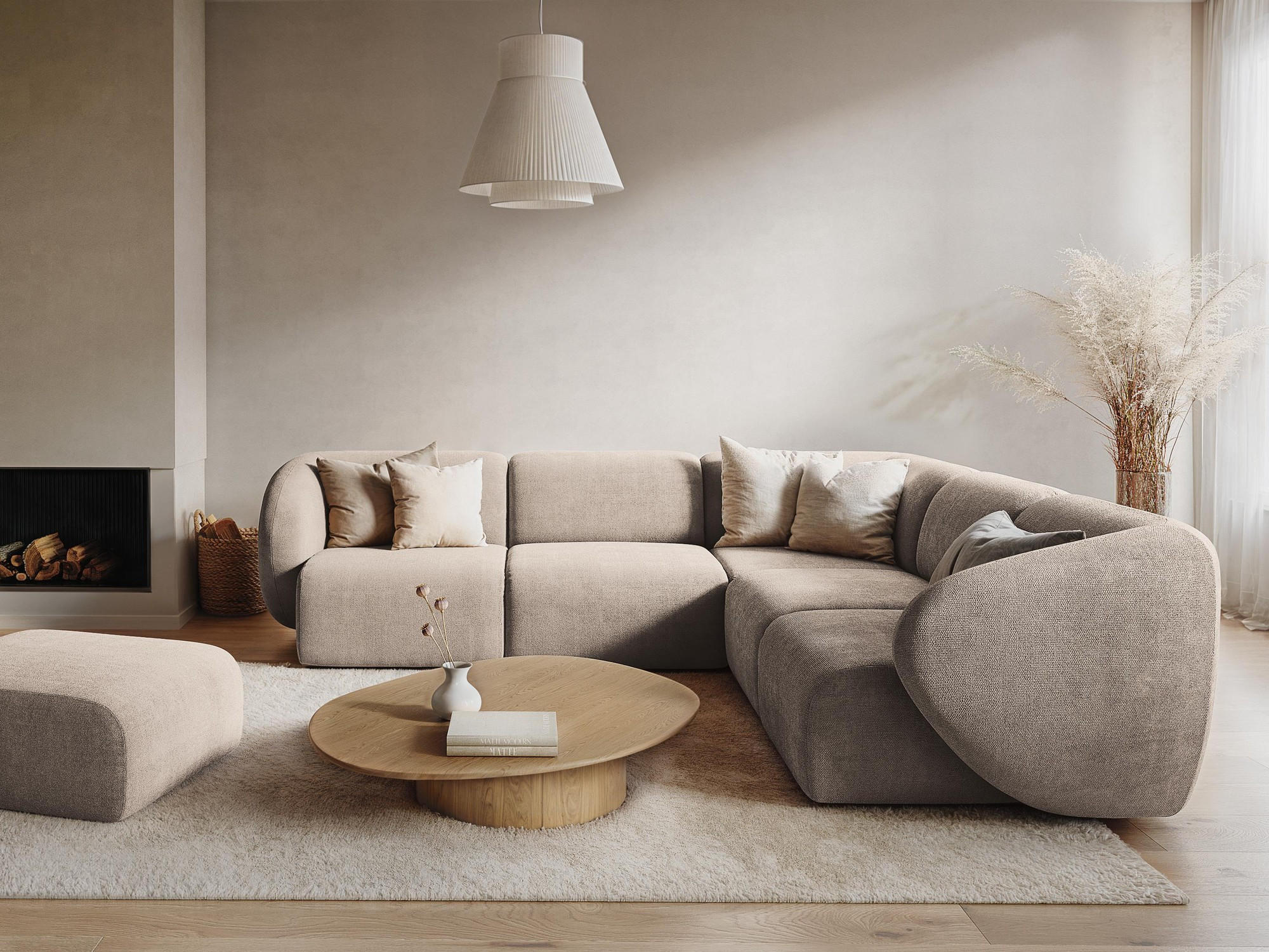 Thumbnail - Makamii Pouf, Mokka, Textil, Holzwerkstoff, 1-Sitzer, 72x42x94 cm, Hergestellt in Europa, Oeko-Tex®, Wohnzimmer, Sofas &...