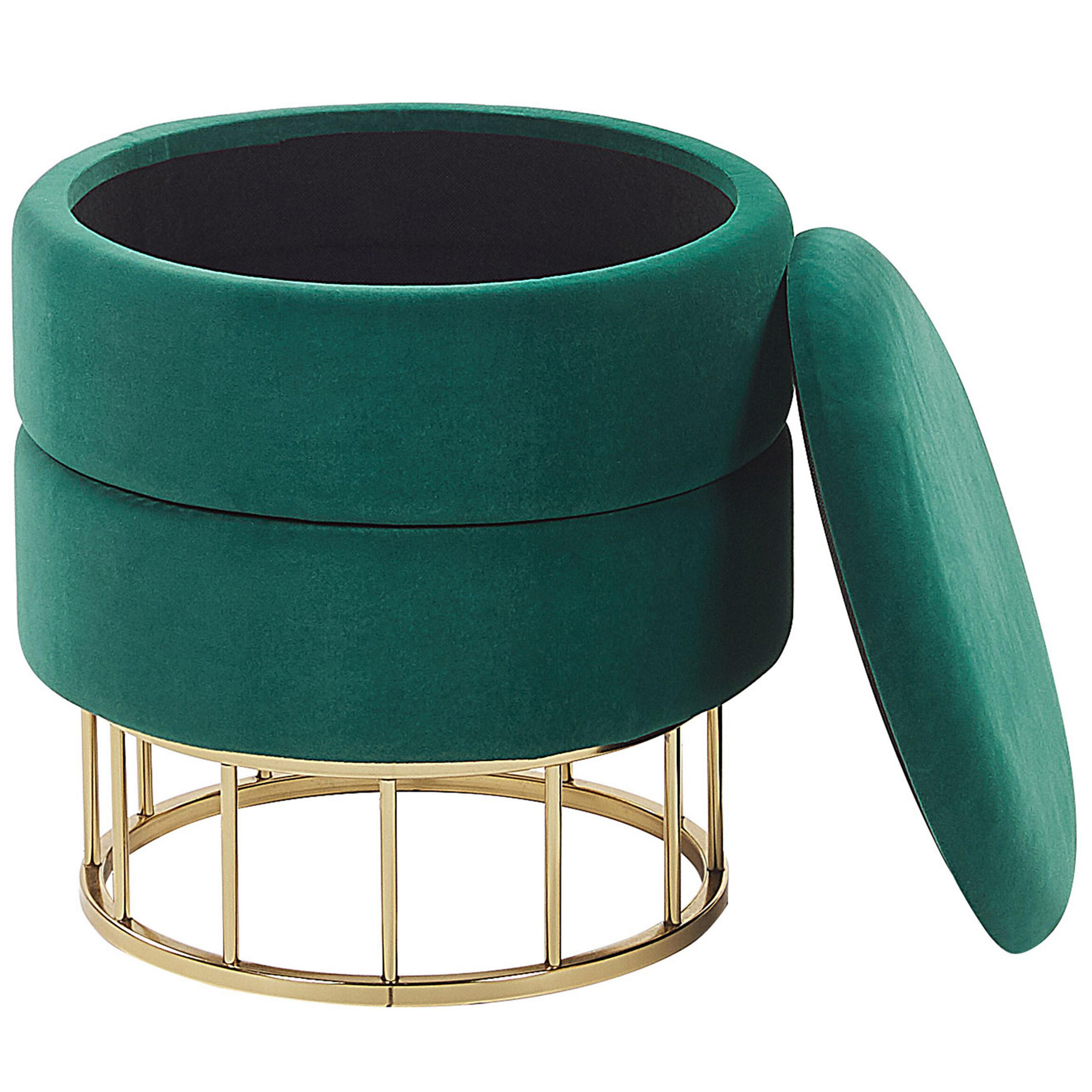 HOCKER Elgin 37/37/42 cm - Grün, Textil (37/42/37cm) - Beliani