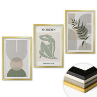 WANDBILDER 3er Set - 40x60 cm Goldrahmen - Stilvolle Pflanzengrafiken - Goldfarben, Kunststoff (40/60cm) - ArtPrintCave