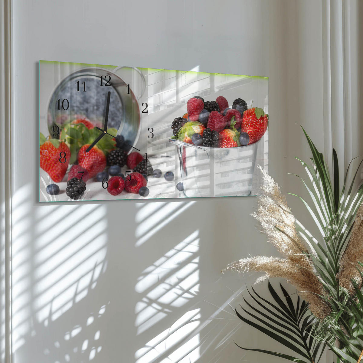 WANDUHR 60x30 cm - Horizont - Rot, Glas (60/30/0.4cm) - TULUP