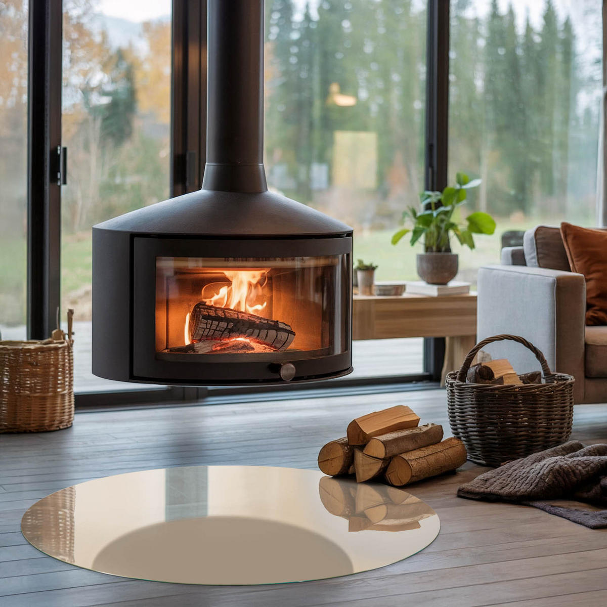 GLASPLATTE für Kamin Ø 100 cm - Gelb, Glas (100/100/0.4cm) - TULUP