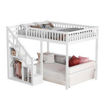 ETAGENBETT Kinder 140x200 Cm Mit Treppe, Stauraum & Schutz Weiß - Weiß, Holz
