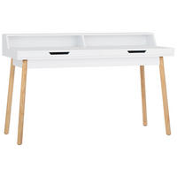 SCHREIBTISCH 140/60/85 cm Holz Weiß - Eukalyptusholzfarben/Weiß, Holz (60/140/85cm) - CLP