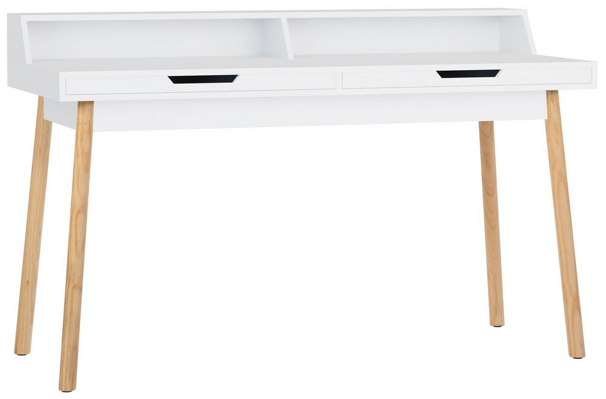 SCHREIBTISCH 140/60/85 cm Holz Weiß - Eukalyptusholzfarben/Weiß, Holz (60/140/85cm) - CLP