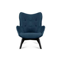 SESSEL GLORI mit Armlehnen, Marineblau - Schwarz/Dunkelblau, Holz/Textil (78/94/88cm) - KONSIMO®