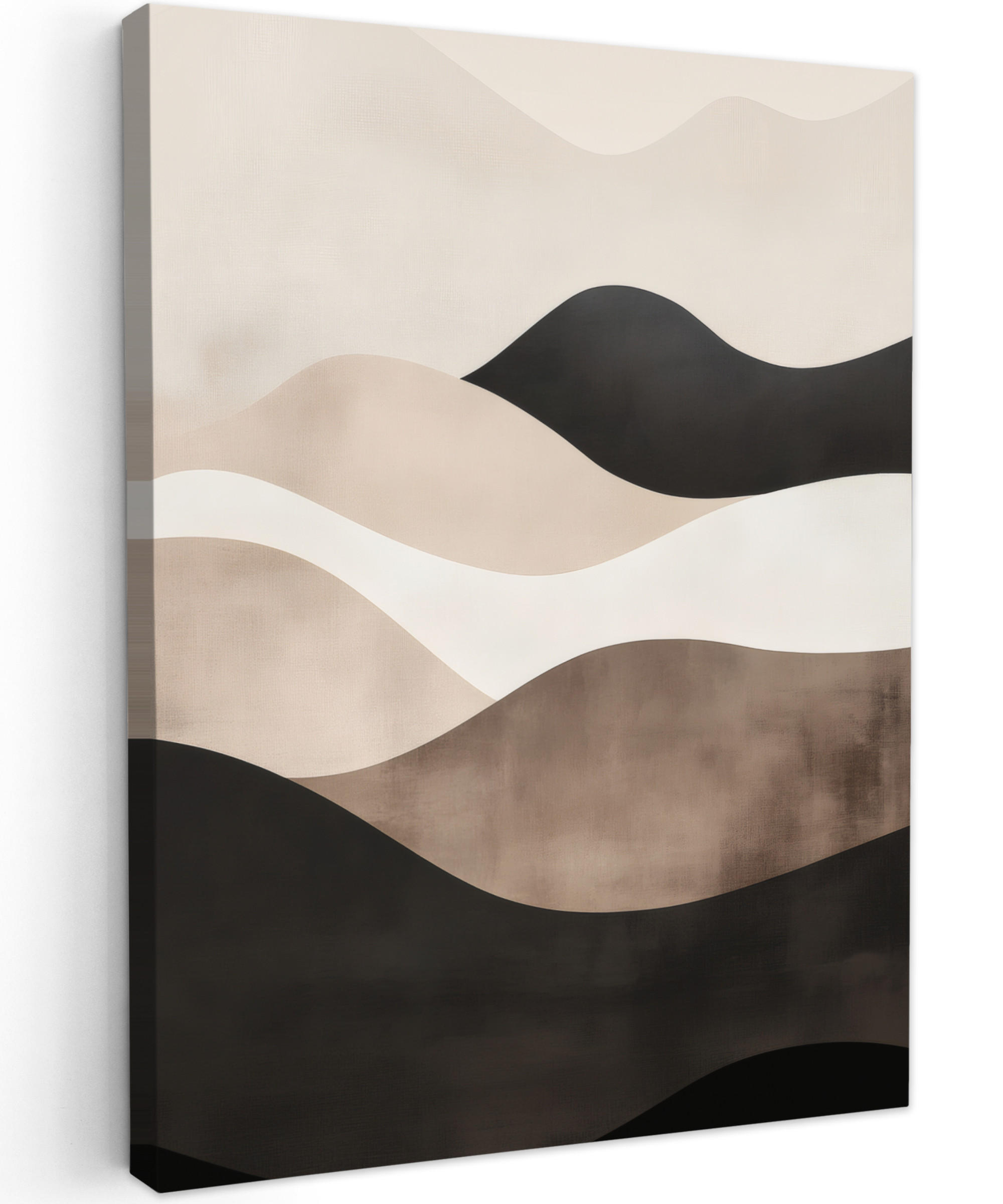 LEINWANDBILD Abstrakt - Landschaft - Wellen - Cremefarben 60x80 cm - Cappuccino, Textil (60/80cm) - MuchoWow