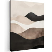 LEINWANDBILD Abstrakt - Landschaft - Wellen - Cremefarben 60x80 cm - Cappuccino, Textil (60/80cm) - MuchoWow