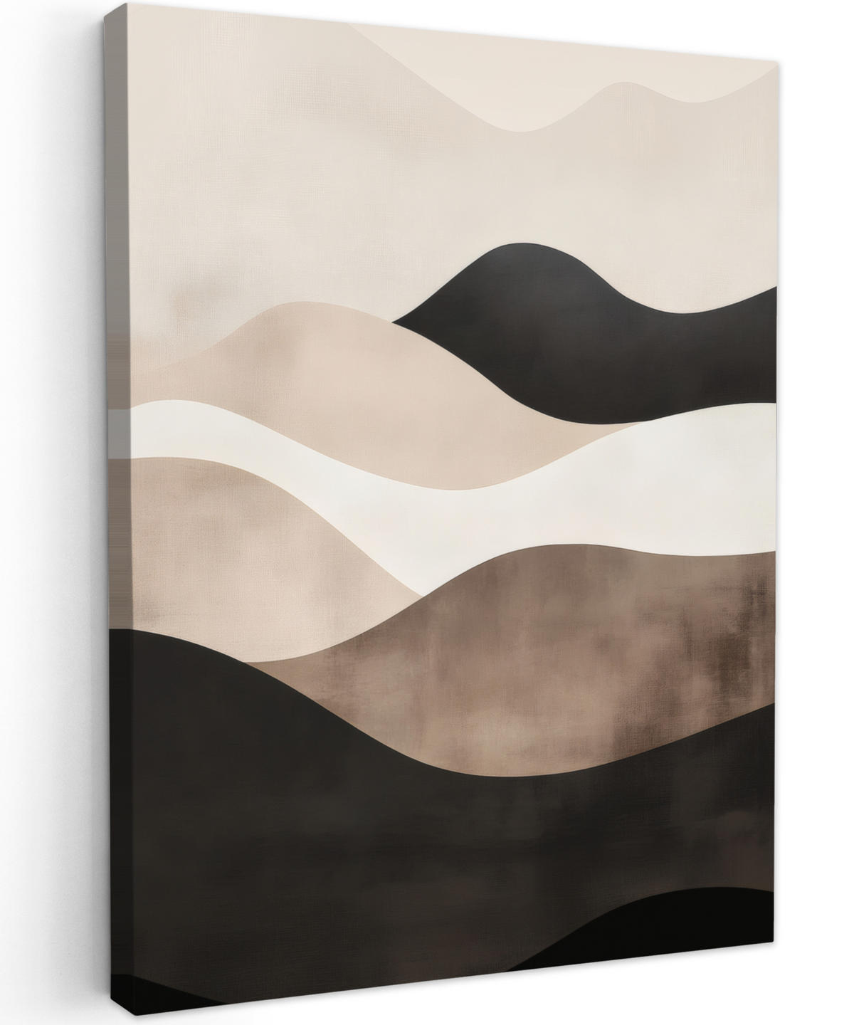 LEINWANDBILD Abstrakt - Landschaft - Wellen - Cremefarben 60x80 cm - Cappuccino, Textil (60/80cm) - MuchoWow