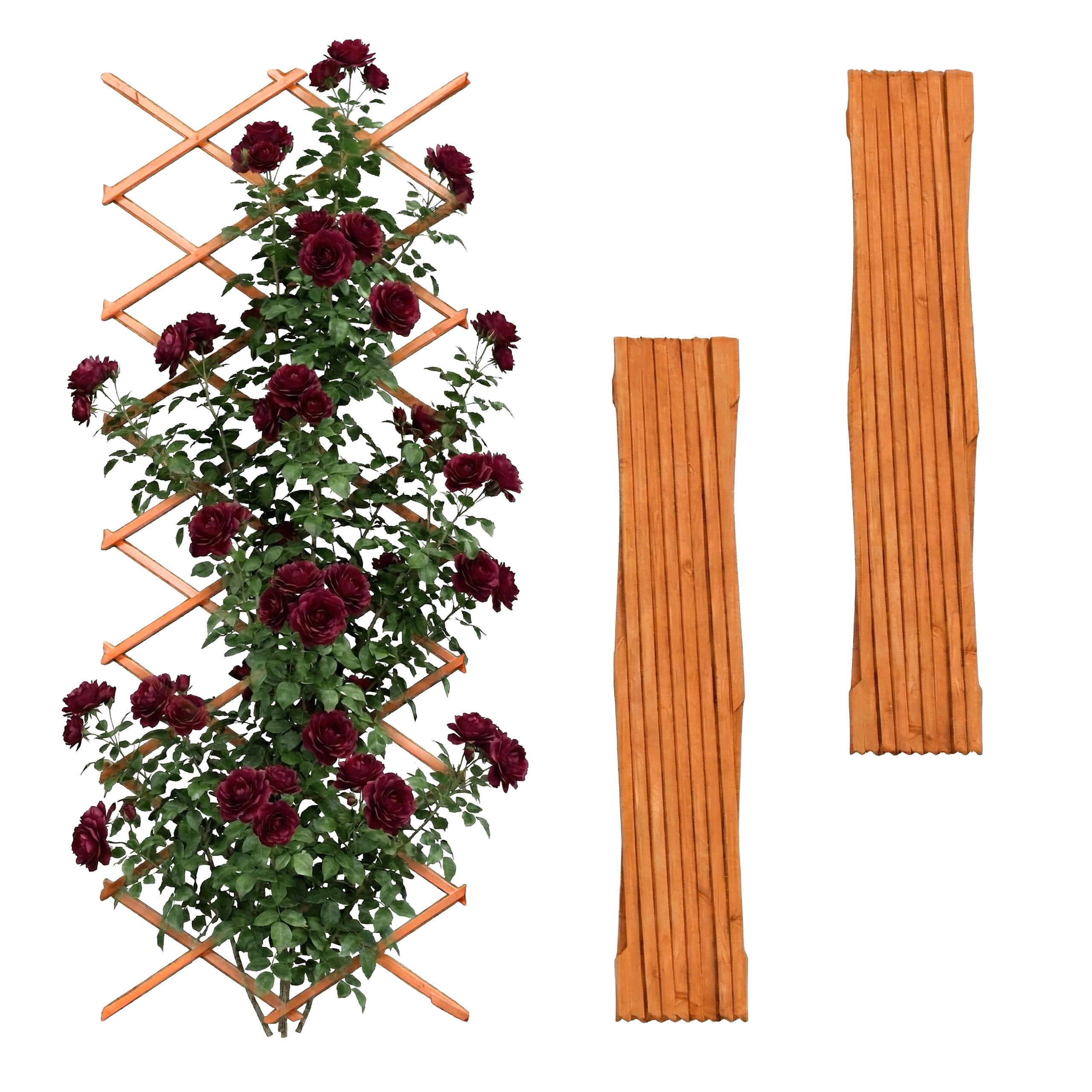 3XRANKGITTER - Orange, Holz (90/310/1.5cm) - Relaxdays