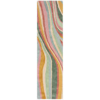 WOLLTEPPICH DERWENT, abstrakt, Grün-Bunt, 60 x 230 cm - Multicolor, Textil (60/230cm) - KADIMA DESIGN
