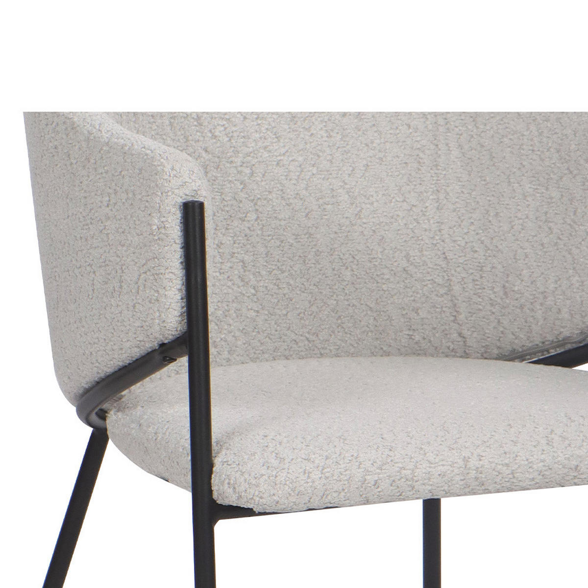 STUHL BUENO gespolsterter - hellgrau - Glamour Chenille - Hellgrau/Schwarz, Textil/Metall (55/83/56cm) - NEW HOME