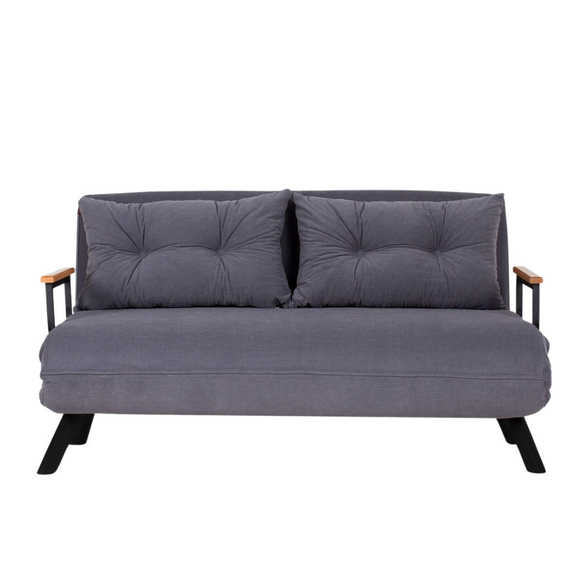 SCHLAFSOFA für 2 Personen mit Stoffbezug und Metallfüßen 133/50/41 cm - Grau, Metall (50/41/133cm) - Calicosy
