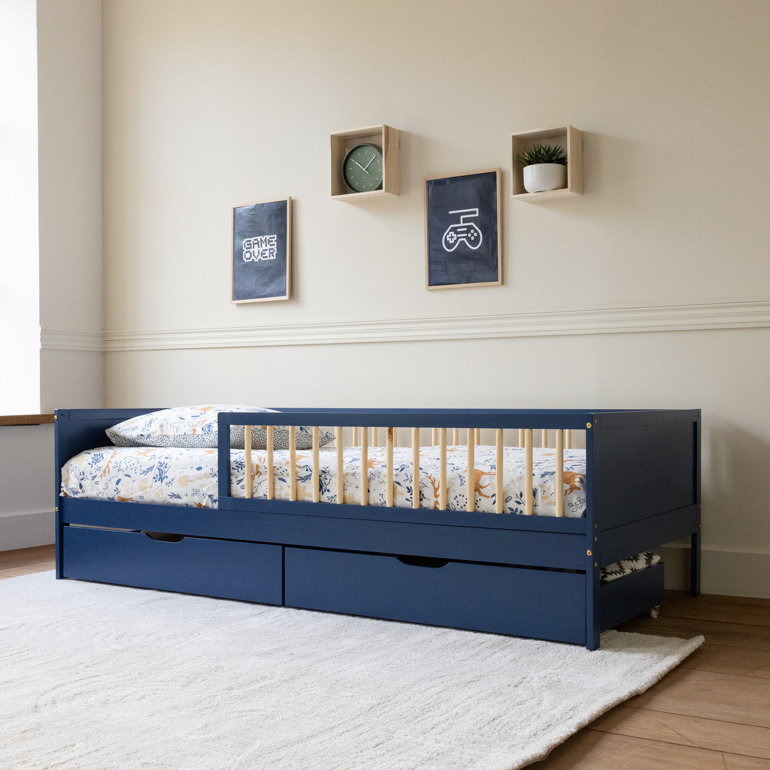 KINDERBETT Adam Dunkelblau 190/90 cm - Blau, Holz - Happy Garden