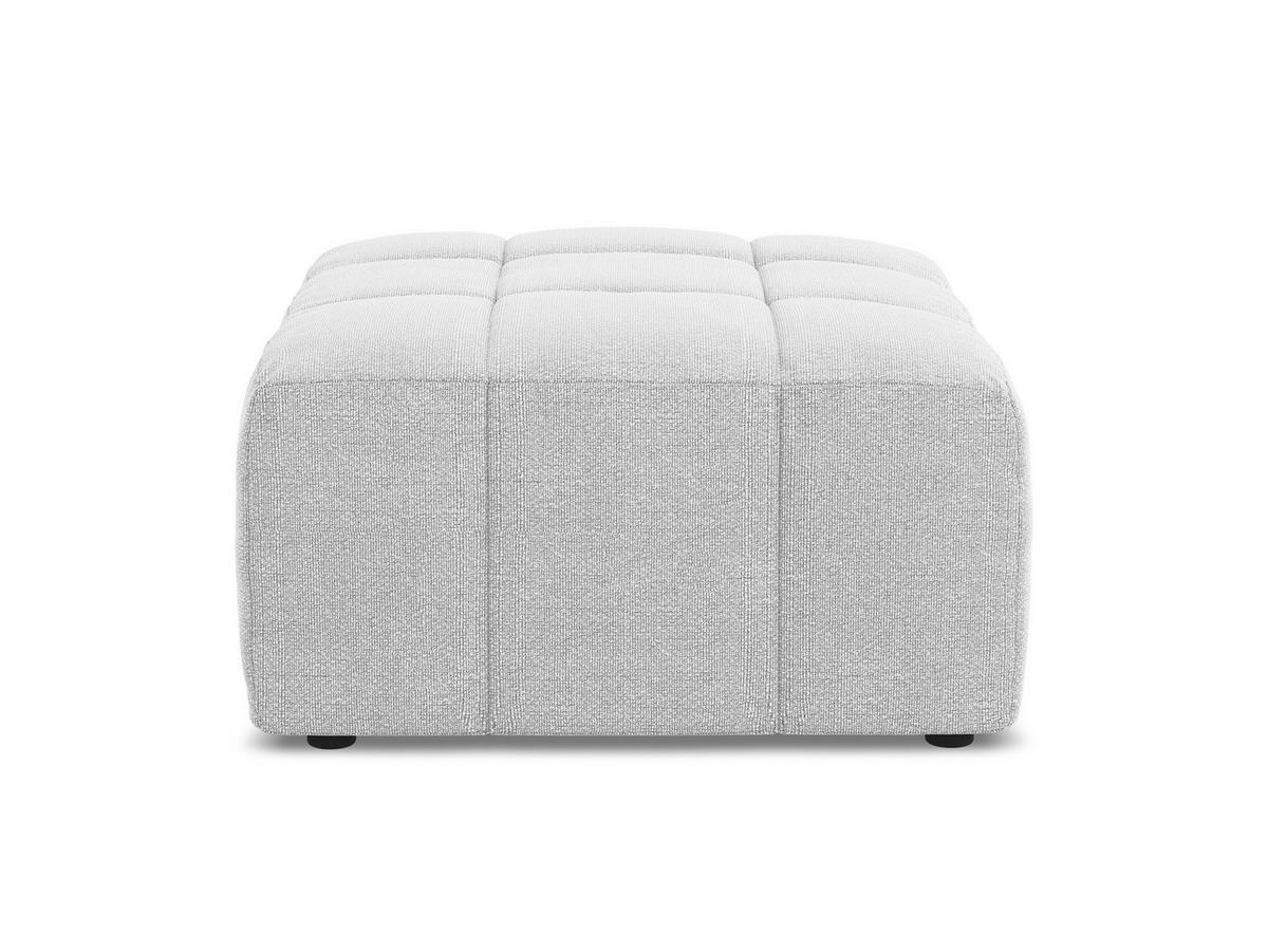POUF Bouclé Stoff Grau - Silberfarben/Schwarz, Holzwerkstoff/Kunststoff (75/41/90cm) - Makamii