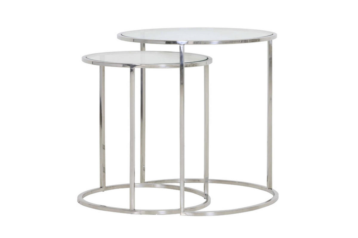 BEISTELLTISCH Duarte Silber Ø50/52 cm 2er-Set - Silberfarben, Metall (50/50/52cm) - Light & Living