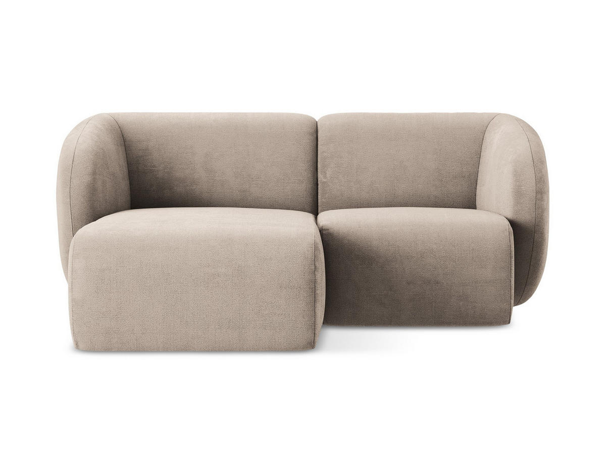 ECKSOFA Links Chenille Stoff Beige - Schwarz/Cappuccino, Holzwerkstoff/Kunststoff (178/166cm) - Makamii