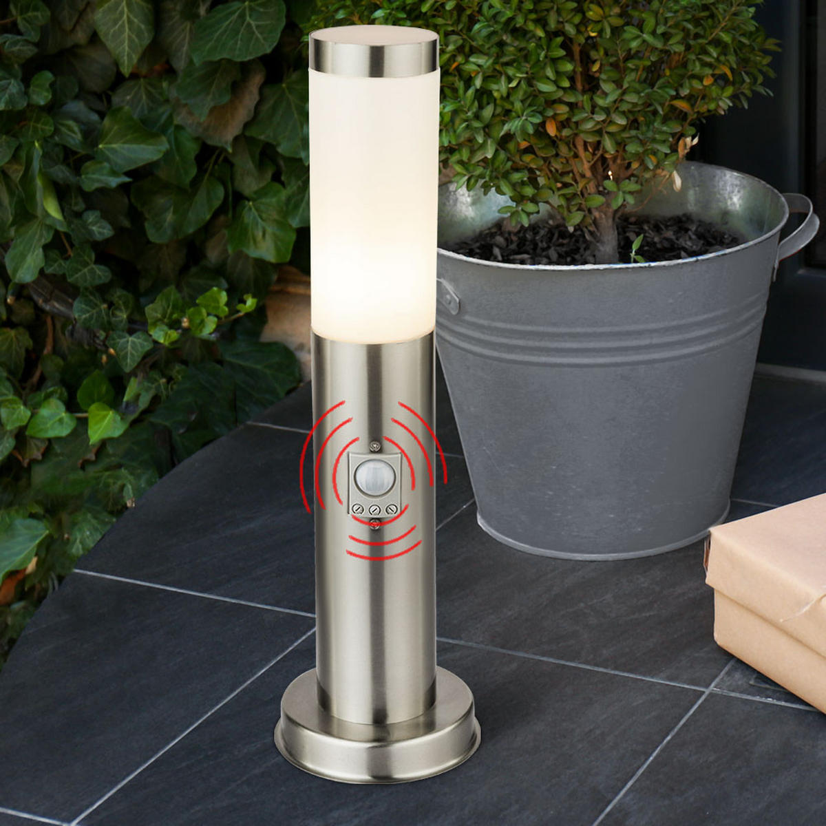 LED AUSSENLEUCHTE Edelstahl Silber 2er Set - Silberfarben, Kunststoff (7.6/45/7.6cm)