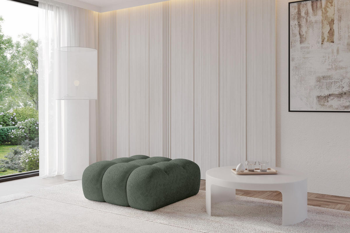 TABURET OLEA-PUF 91x87x44 cm Zelená Žinylka - černá/zelená barva, kompozitní dřevo/textil (91/44/87cm) - ALTDECOR