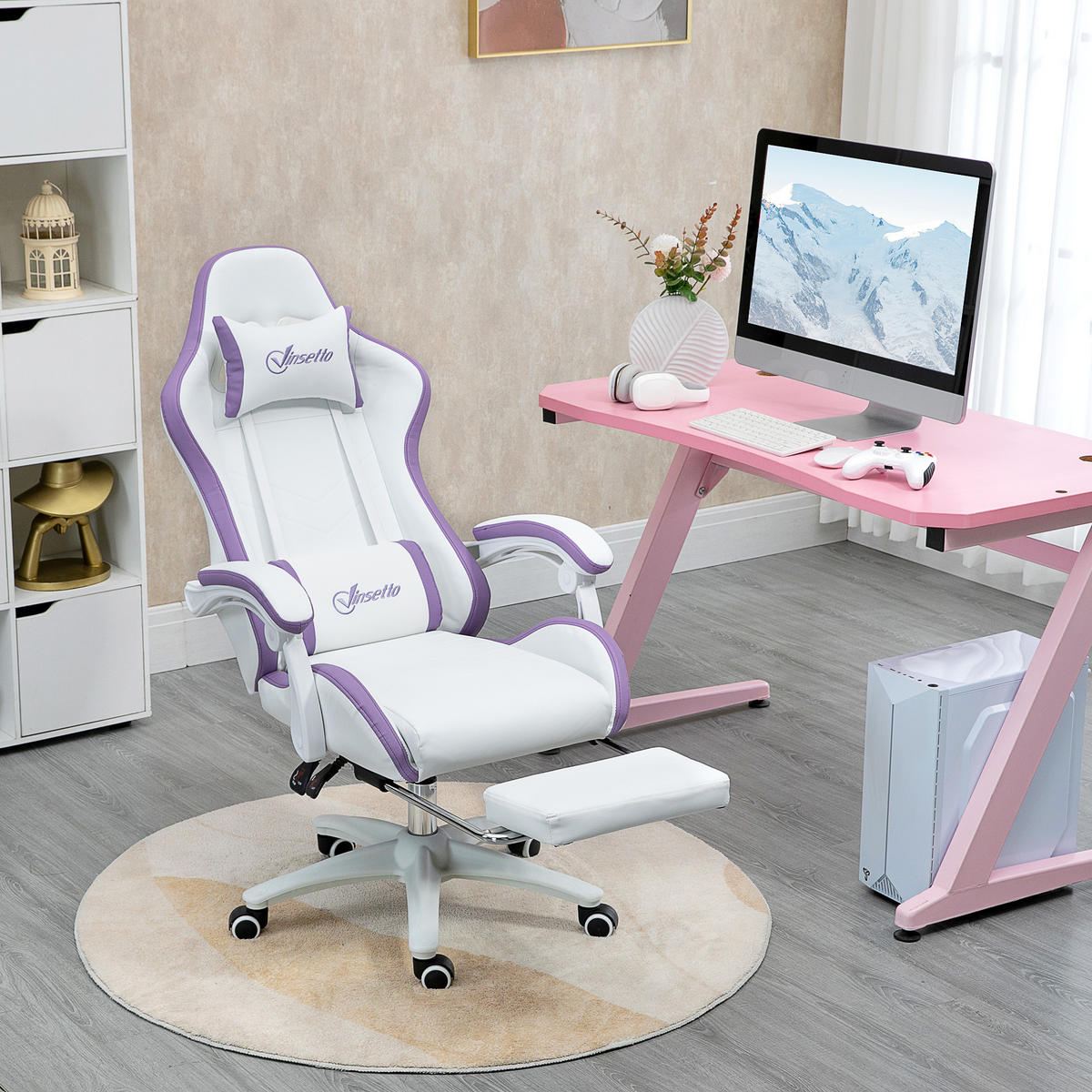 GAMING-STUHL Weiß 65.0/65.0/129.0 cm - Weiß, Kunststoff (65/129/65cm)