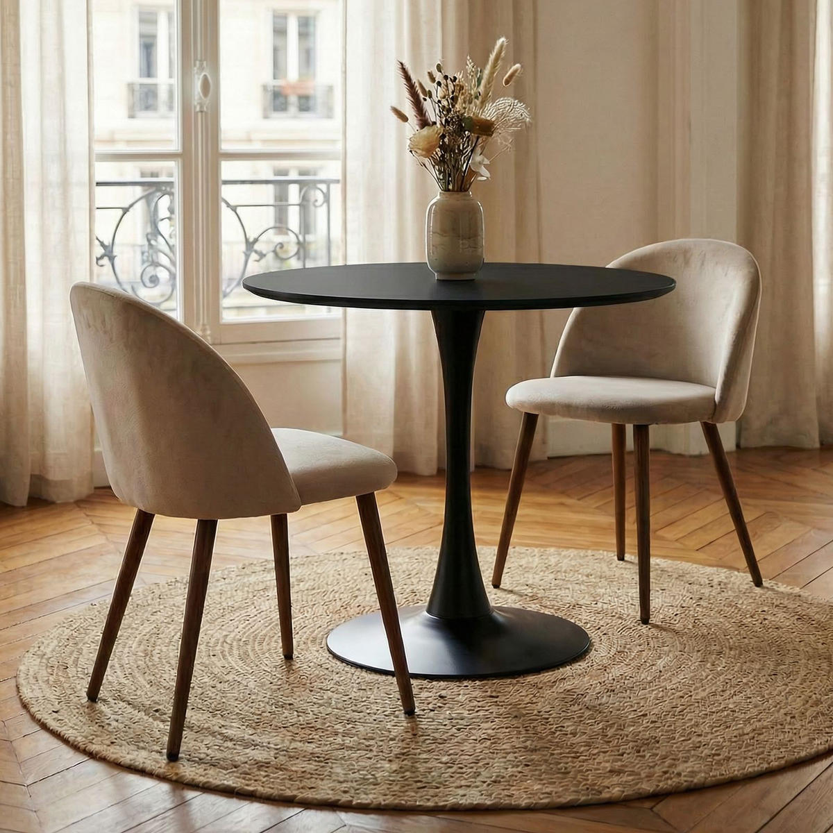 ESSGRUPPE LOIRE/NAVIA 3er Set schwarz - Schwarz, Holzwerkstoff/Metall - IDIMEX