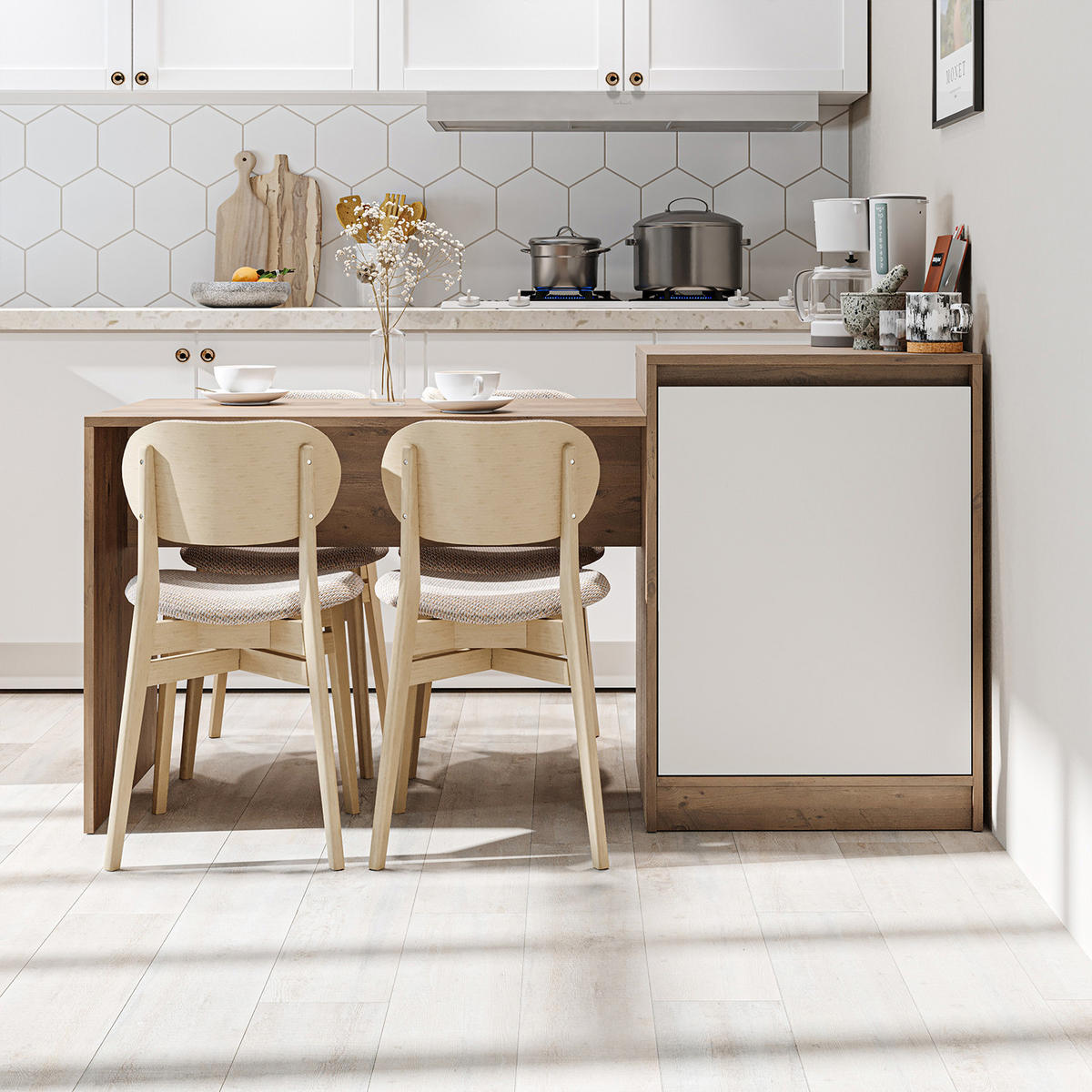 KÜCHENINSEL MILANO - Eiche Bianco, Holzwerkstoff (160/85/60cm) - Roomart