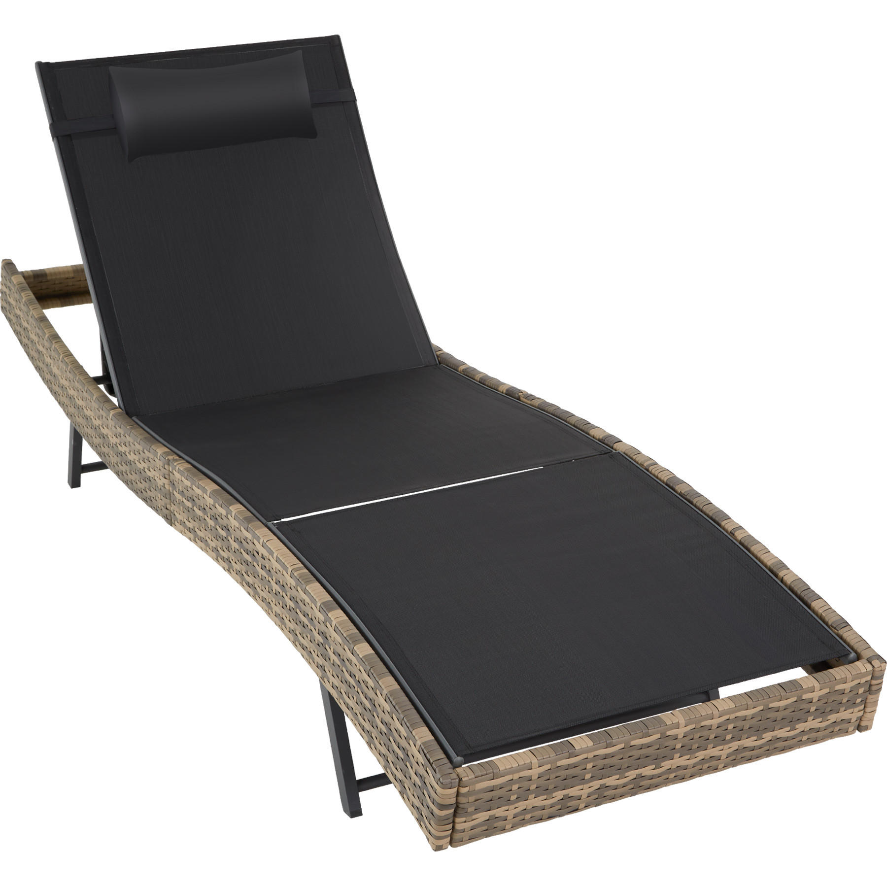 RATTAN-SONNENLIEGE Moana,69 x 211 x 41 - 94 cm,natur - Naturfarben, Kunststoff (69/94/211cm) - tectake
