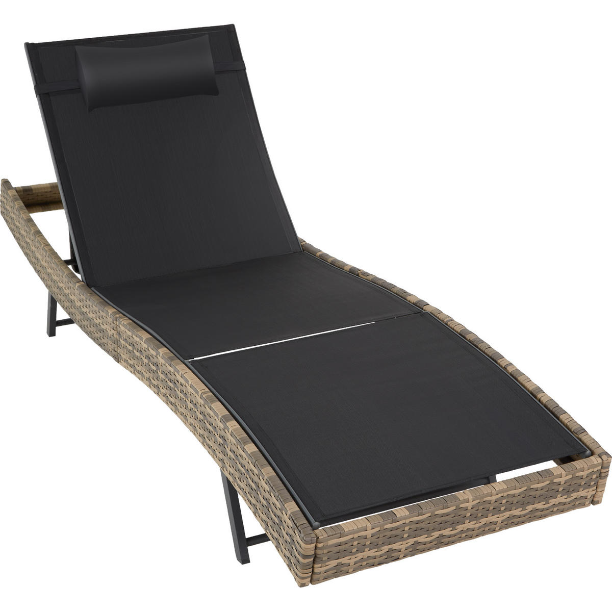 RATTAN-SONNENLIEGE Moana,69 x 211 x 41 - 94 cm,natur - Naturfarben, Kunststoff (69/94/211cm) - tectake