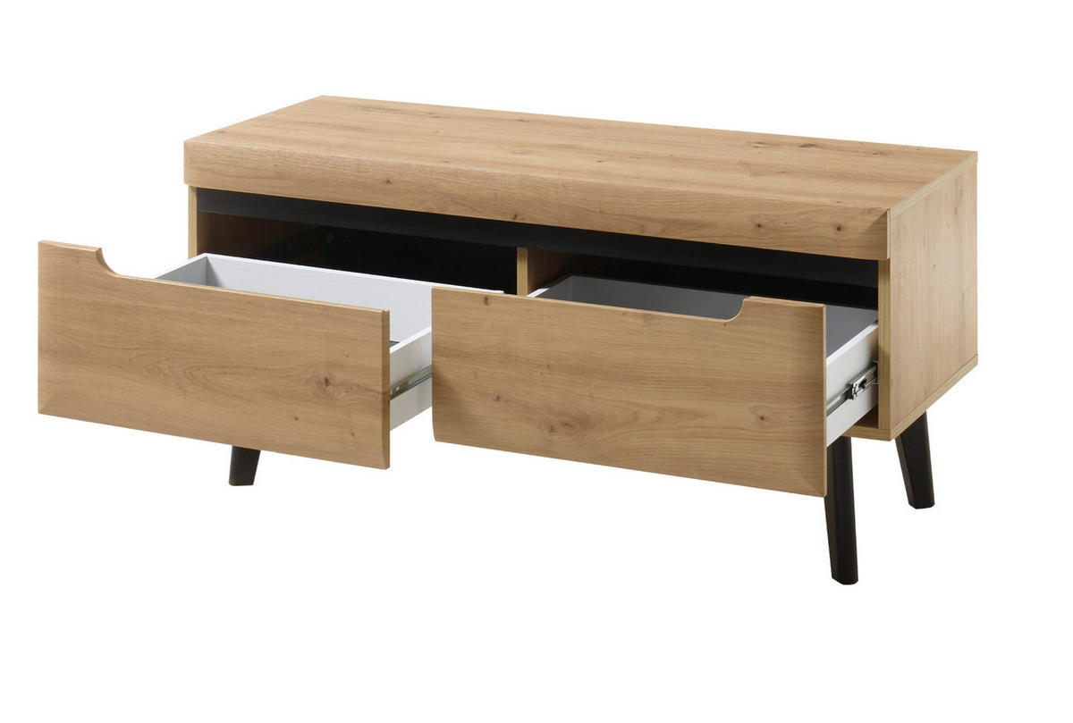 WOHNWAND 3-teilig Eiche Artisan, schwarz 234 cm, Schrankwand skandinavisch - Schwarz/Eiche Artisan, Glas/Holz (234/170/40cm) - Furn.Design