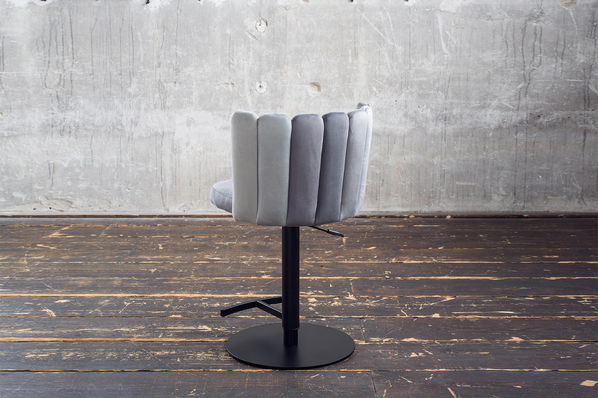 BARHOCKER JADA Grau Velvet - Schwarz/Grau, Kunststoff/Textil (55/85/53cm) - KAWOLA