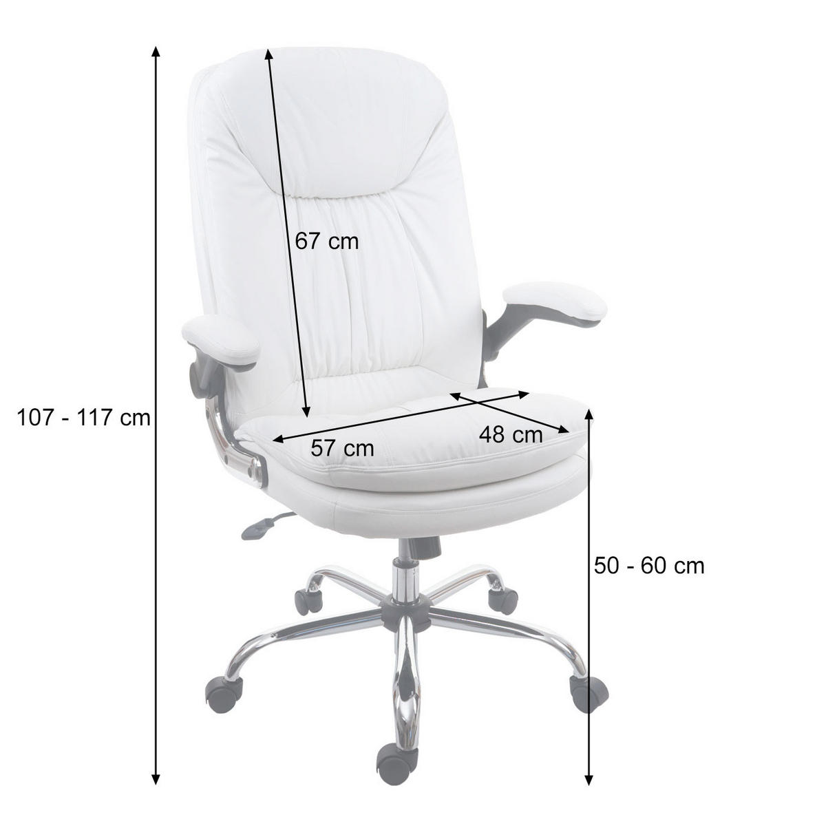 BÜROSTUHL Weiß - Weiß, Textil (72/117/76cm) - MCW