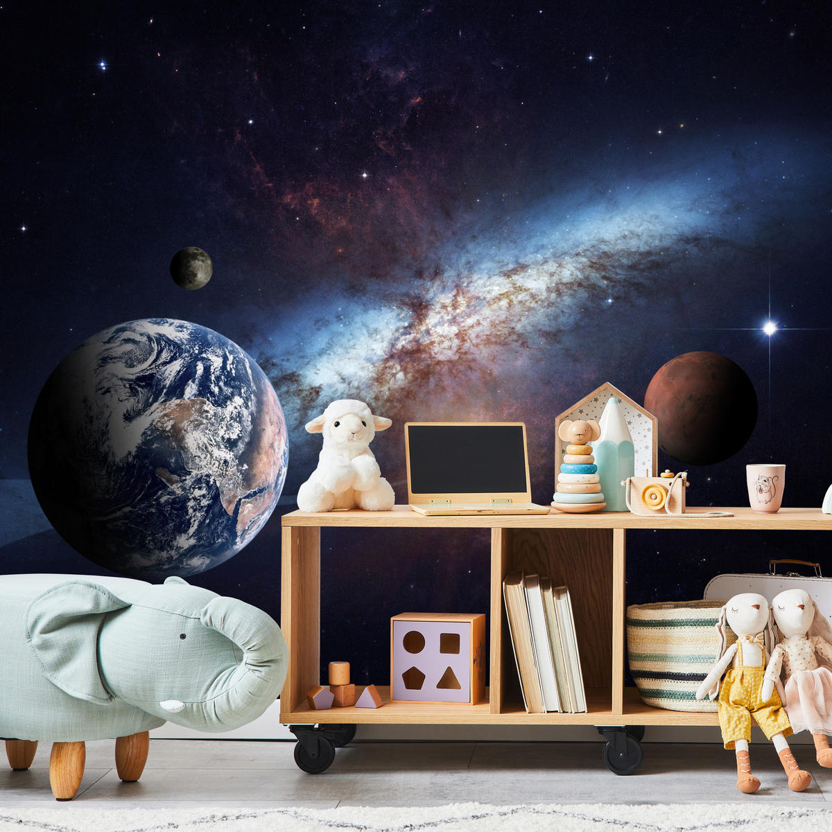FOTOTAPETA Pre Detskú Izbu Planéty Galaxia Kozmos Hmlovina 500 x 350 cm - biela/fialová, papier (500/350cm) - Muralo