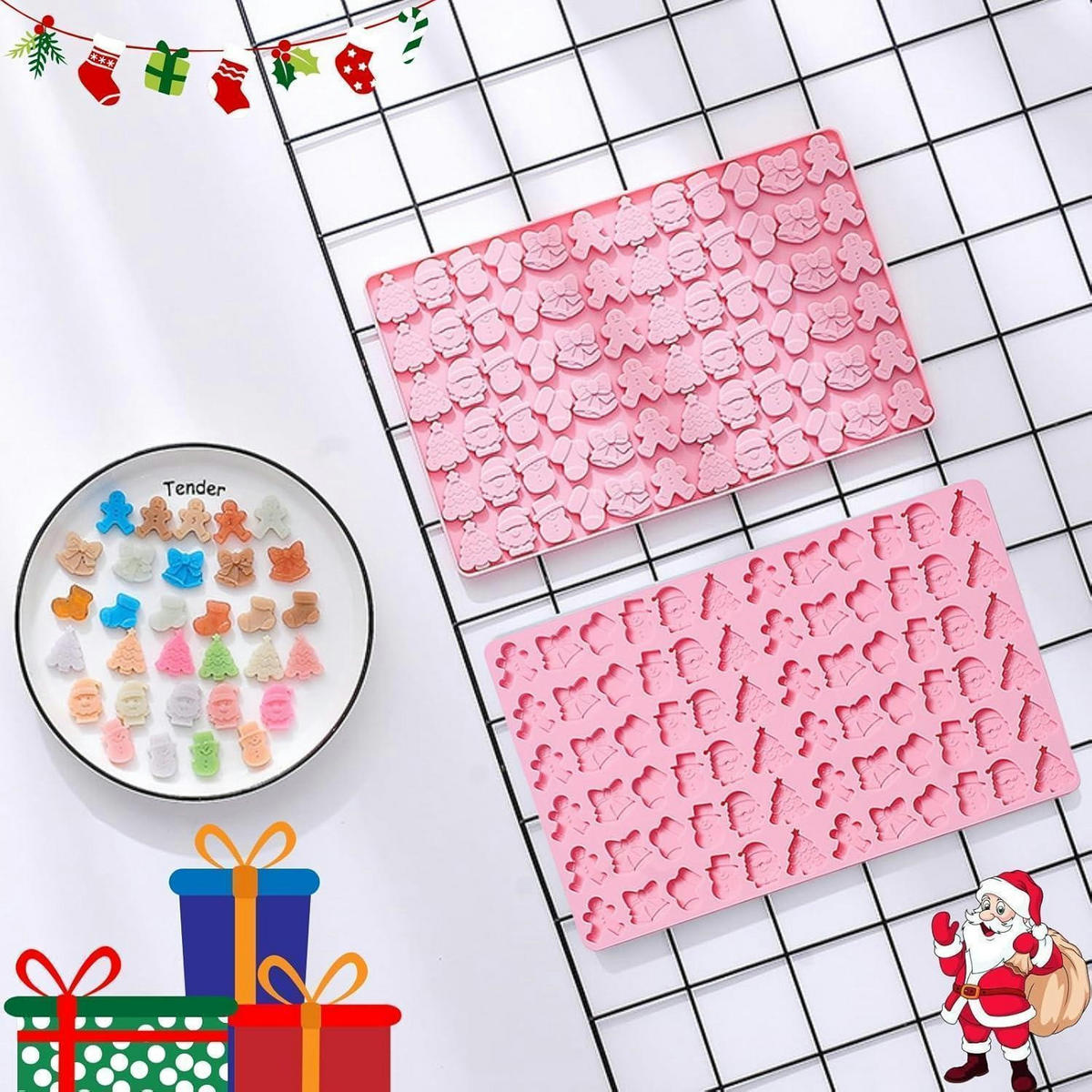 SILIKONFORM Weihnachts-Motive - Rosa, Kunststoff